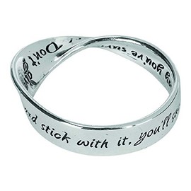 Dicksons You'll Succeed If You Don't Quit Endless Script Women's Size 9 Silver Tone Metal Plated Mobius Ring