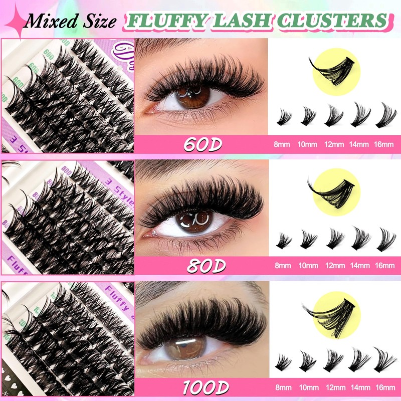 600 Pieces DIY Eyelash Extensions Set, 0.07D Eyelashes, Individual False