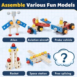 Wooden Montessori Tool Set for Kids, Educational STEM Toy, Pretend Play Tool Box