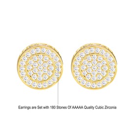 Charlinliol Hip hop Iced out 925 Sterling Silver with Prong Setting CZ Stones Double Tone Cylinder-Shaped Ear Studs For Men and Women