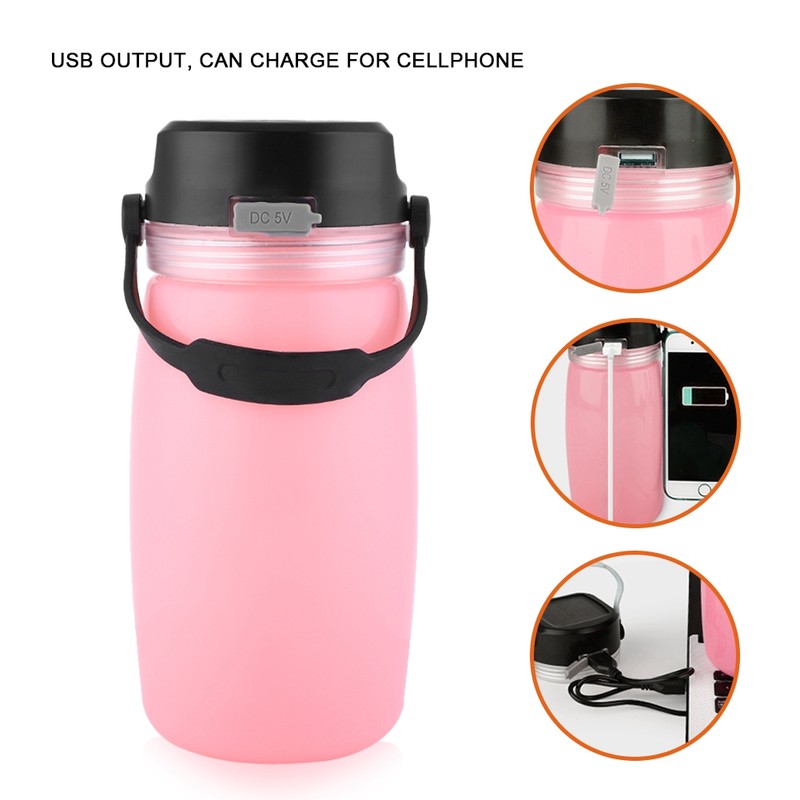 Portable Outdoor Water Bottle USB Solar Charging Camping Light Hiking
