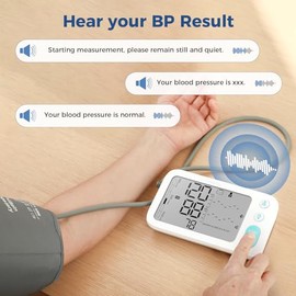 Checkme - Monitores de presión arterial para uso doméstico, máquina automática digital BP con Bluetooth, visualización dual con tendencias de 7 días, puño de tamaño XL de 8.7-17.7 pulgadas,