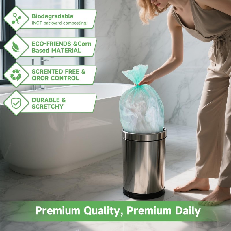 6 Gallon Trash Bags Compostable Green - Heihaily Medium Garbage