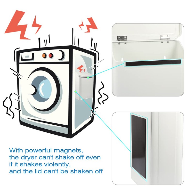 Picowe Magnetic Laundry Storage, Large Metal Lint Holder Bin with