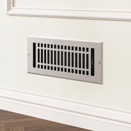 Naiture Stainless Steel Wall Register, Heavy Duty Rust-Resistant Wall Vent Cover, Metal Damper or Lever, Contemporary Style Grille Wall Vent, Duct Size 4" X 10", Brushed Nickel Finish