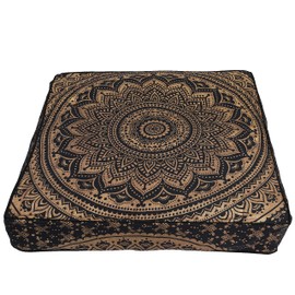 35" Mandala Large Floor Pillow Cover Meditation Cushion Seating Throw Hippie Square Colourful Decorative Bohemian Accent Boho Chic dog bed Indian Pouf Ottoman Handmade COVER ONLY (Peacock Blue)