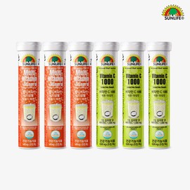 Sunlife Effervescent Vitamin C 1000 3 Lemon & Lime Flavors + 3 Multi-Foaming Vitamin Minerals Orange & Grapefruit Flavors / 썬라이프 발포 비타민C 1000 레몬&라임맛 3개 + 멀티 발포 비타민 미네랄 오렌지&자몽맛 3개
