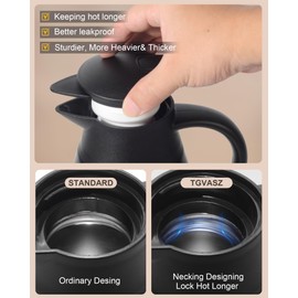 70oz Thermal Coffee Carafe for keeping hot,Updated Carafes for hot liquid, Stainless Steel Insulated Thermal Pot for Coffee, Hot Water,Keep Hot 12 Hours (Black 2.1 L)
