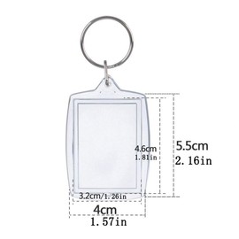 Clear Blank Acrylic Keyrings - Wallet Friendly Picture Frame Key Ring Keychaine For Passport and Photo Insert Pack of 50