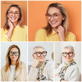 AMOMOMA 3 Pack Oversized Square Reading Glasses for Women,Stylish Retro Cute Blue Light Computer Womens Readers AM6122C1+C2+C3 1.0