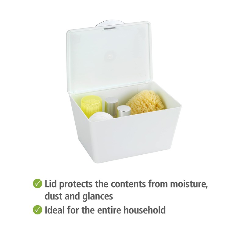 WENKO Brasil Storage Box with Lid, TPE, White, 19 x