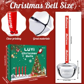 12 Sets Christmas Bells Ornaments, Christmas Believe Bells Bulk Polar Express Decorations Xmas Party Gifts Favors Silver Sleigh Jingle Bells for Christmas Tree Home Decoration(1.6 Inch)