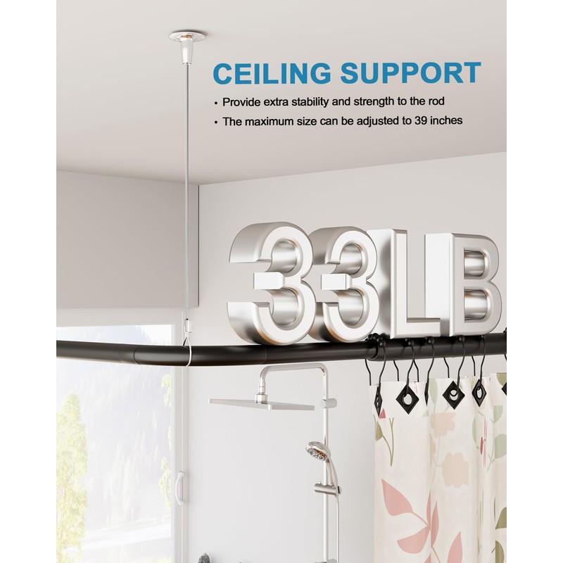 Supforce Ceiling Support for Closet Rod, Stainless Steel Ceiling Support