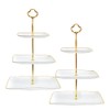 2 Pack RAUVOLFIA 3 Tier Cupcake Stand with Gold Rim,