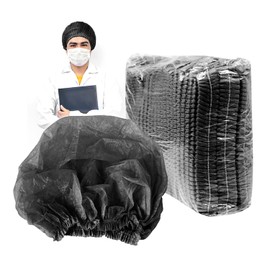 Pack of 50 Disposable Nurse Cap, Beret, Fleece Strip Cap, Dustproof Strip Cap, Mushroom Cap, Protective Cap, Dustproof Headwear, Clip Cap, Men and Women (Black)