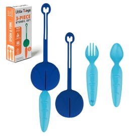Little Things Kids Utensil Set – BPA-Free Toddler Cutlery with Fork, Spoon & Case – Reusable Kids Silverware, Dishwasher Safe for School Lunch & Travel (Blue)