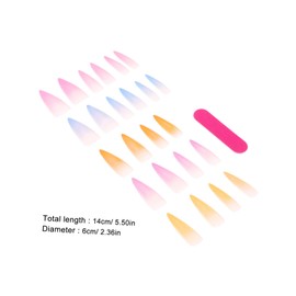 FRCOLOR 24pcs Gradient Press Nails Vibrant Artificial Nails for Art Material for Parties and Everyday Wear