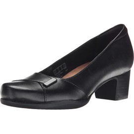 Clarks Women's Rosalyn Belle, Black Leather, 9.5 D - Wide