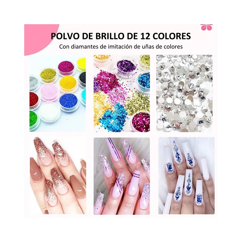 Kit Profesional De Uñas Acrílicas, 25 Unidades, 12 Colores