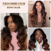 Teveshine 1B/2/4 Ombré Body Wave Human Hair Bundles With Closure