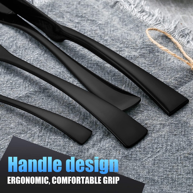 Lemeya 24-Piece Black Silverware Set for 6,Heavy Duty 18/10 Stainless