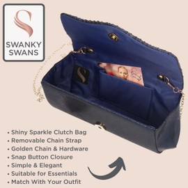 SwankySwans Women's Alice Clutch Bag, navy, Unit size