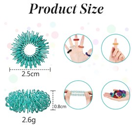 16 Pcs Spiky Sensory Finger Rings, Metal Acupressure Rings, Silent Anxiety and Stress Relief Fidget Ring Set for Teens, Adults - 8 Colours