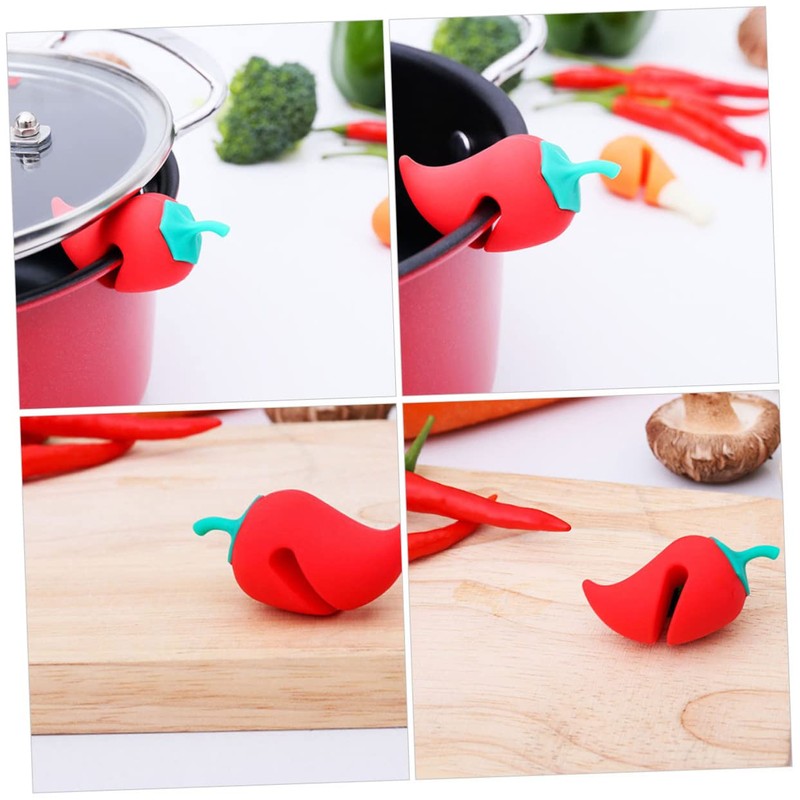 WOONEKY 6pcs Pepper Shaped Boil Lifters Heat-Resistant Pot Spill Stoppers