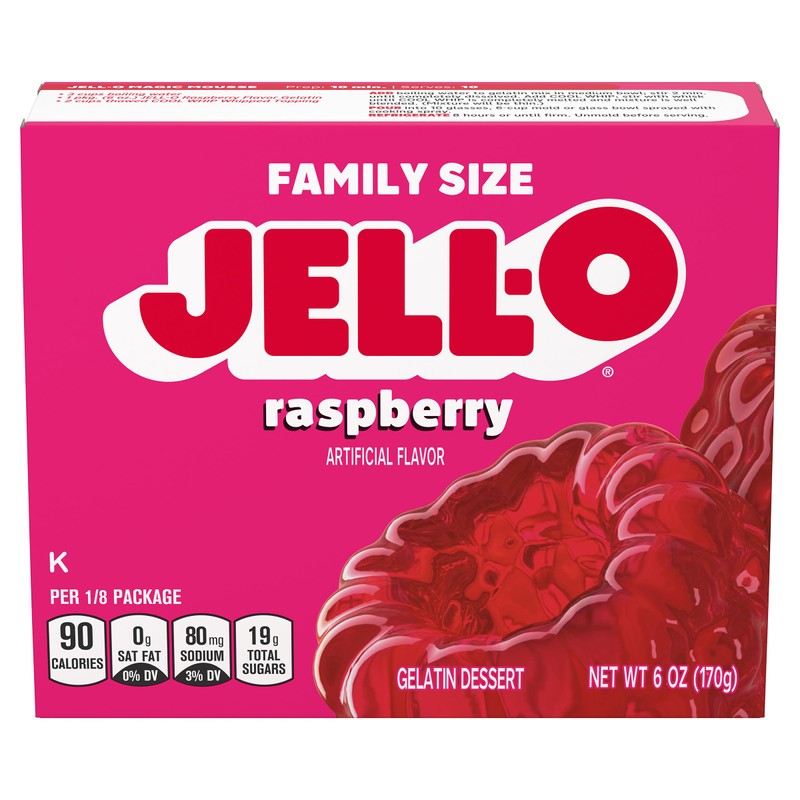 Jell-O Raspberry Gelatin Mix (6 oz Boxes, Pack of 6)