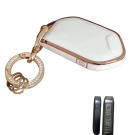 Rilnaewn Soft TPU for Kia Key Fob Cover Fits for 2023 2024 Kia Telluride EV5 Smart Car Key Fob Shell (White)