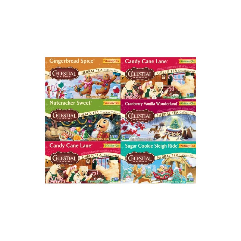 Celestial Seasonings Holiday Tea, Variety Pack, 18 Count (Pack of