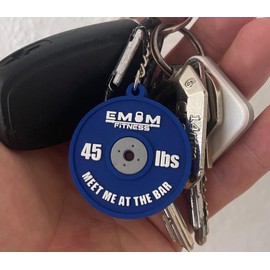 EMOM Fitness® Weight Disc Keyring 45 lbs Design 41mm Blue Heavy Duty Rubber - Ideal for Weightlifting & Gym Fans