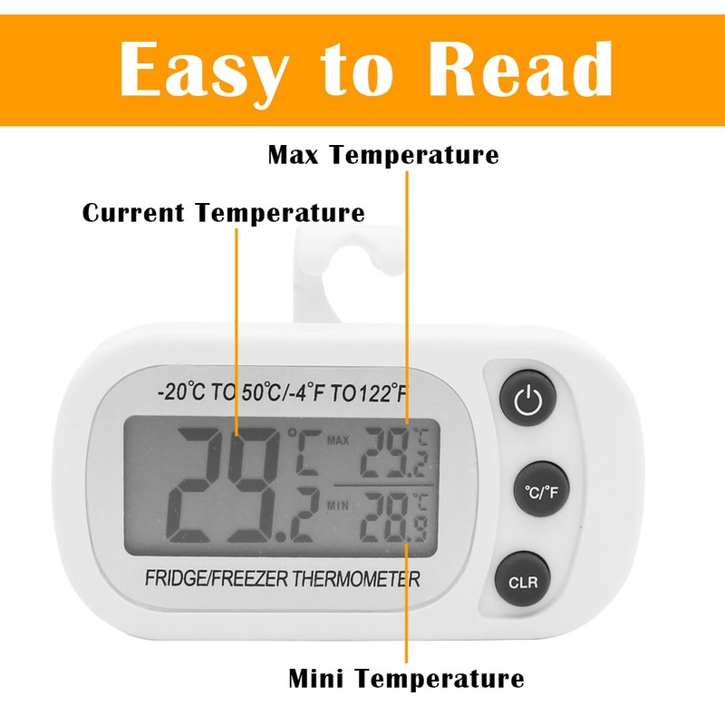 4 Pack Digital Frigerator Thermometer, Waterproof Fridge and Freezer Thermo,
