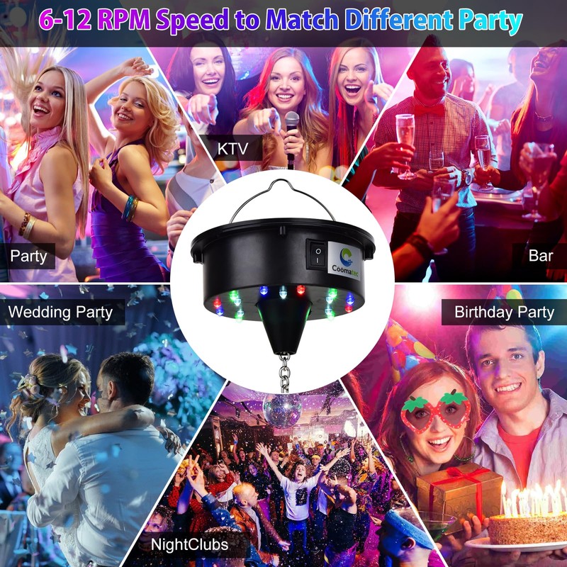Rotating Disco Ball Motor,Light Up Disco Ball Spinner,6-12RPM Adjustable Spend