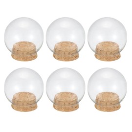 PATIKIL 6Pcs Round Cloche Glass Dome Glass Bell Jar Display Case with Cork Base 1.69x2.76inch