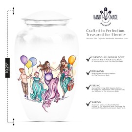 YATHABHISA MOM URN, Funeral Decorative Urns - Memorial for Human Remains Mom & Dad - Urn for Ashes for Adult Male & Female - Large with Velvet Bag - Cremation Urn for Adult Men & Women