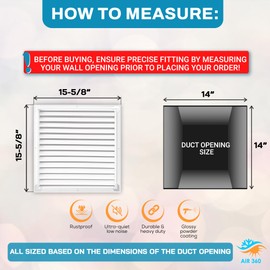 Aluminum 14 x 14 Inch Vent Cover Return Air Grille – Transfer Grille AC Vent Cover – Durable Rustproof Aluminum Design – Optimal Air Flow – Low Noise Wall Vent for Residential, Industrial Use