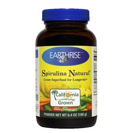 Earthrise Spirulina Natural 6.4oz Powder, Natural Premium Spirulina from California- Vegan, Gluten Free, Keto Friendly, Non -GMO Super Food high in Vitamins & Minerals.