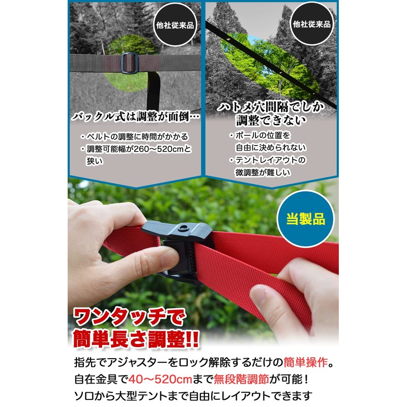 REVOR (リボル) Rust-Resistant Small Riverbank Tarp Extension Belt, One-Touch, Load