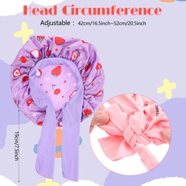 Larrel Kids Bonnet, 2 Pcs Breathable Soft Kids Bonnets for Girls Flexible Satin Sleep Bonnet Hair Bonnet for Sleeping Kid Girls(Purple)