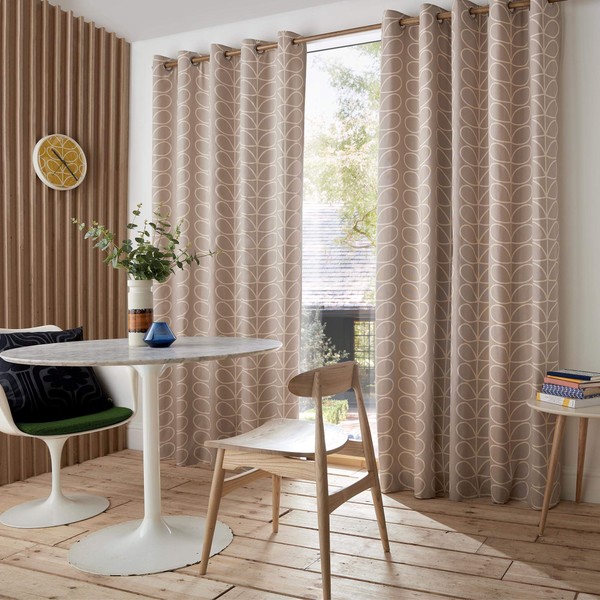 Orla Kiely Linear Stem Latte Eyelet Curtains Size: Width 228cm (90 inches) x Drop 228cm (90 inches)