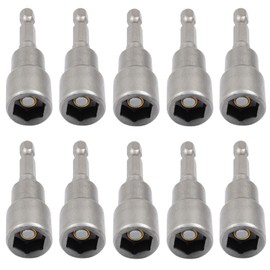 Litoexpe 10 Pcs 7/16 Inch Hex Magnetic Power Hex Nut Driver Magnetic Extension Socket Drill Bit Set, Quick Change Socket Nut Impact Driver for Electric Drill