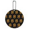Gold Dollar Sign Money Pattern Round Luggage ID Tag Card