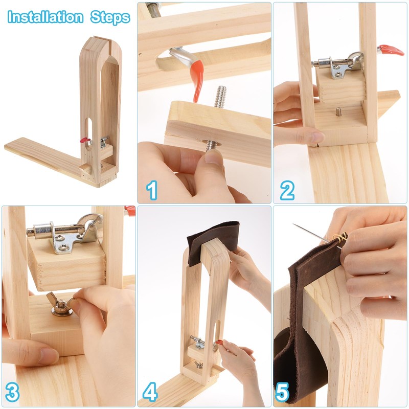 HARFINGTON 33pcs Leather Horse Clamp Hand Stitching Tools Kit, Desktop