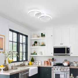 ElDISUNY Modern LED Ceiling Lights, 30W Round Ceiling Lights Fixture for Kitchen, Close to Ceiling Lights for Hallway Bedroom Dining Room, Cool White Light 6000K(White)