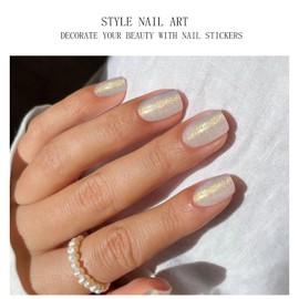 JMEOWIO Gel Nail Stickers Glitter Semi Cured Gel Nail Strips Wraps UV/LED Nails Art Design Decoration Accessories