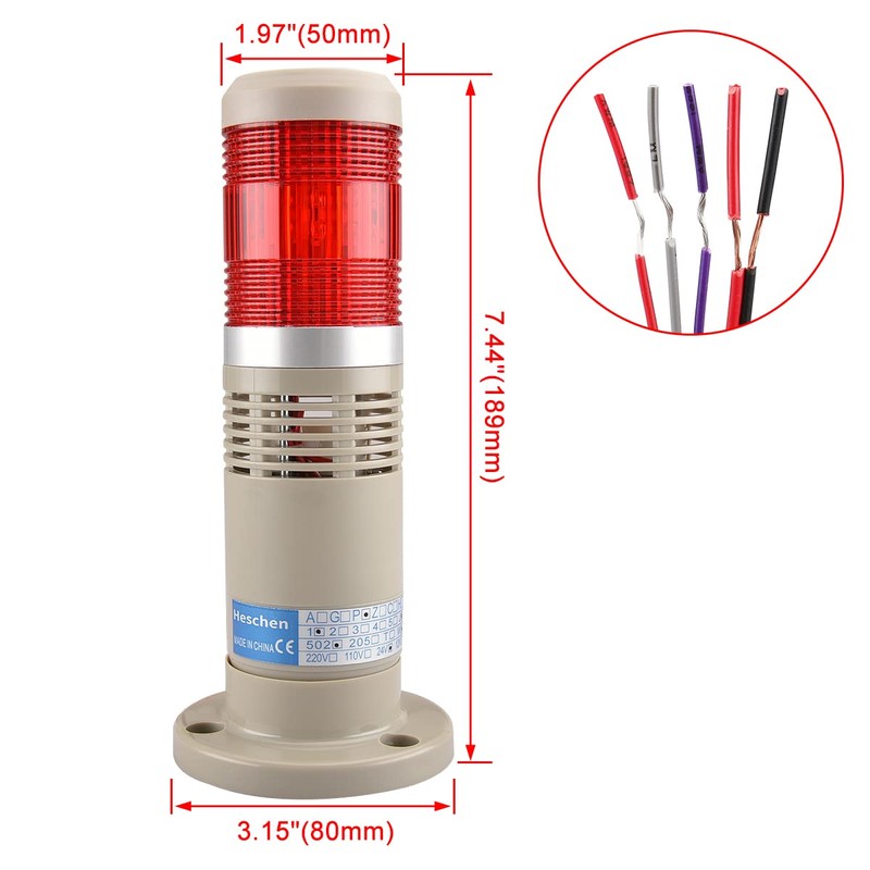 Heschen Tower Stack Light 24V DC Industrial Red LED Alarm