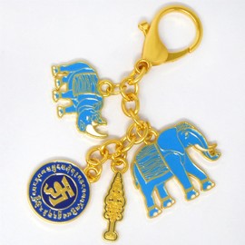 Juanxian 2024 Feng Shui Keychain Flat Rhinoceros Elephant Buckle Elephant & Rhinoceros With Ksitigarbha Staff Amulet Key chain Rings Accessories Aesthetic for Car Keys Handbags Backpacks w5476