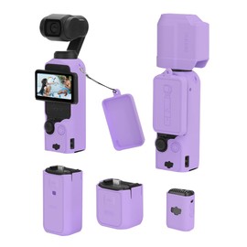 Silicone Protective Case for DJI OSMO Pocket 3, Soft Skin Cover Sleeve All-Round Protection Camera Screen Lens Cover Guard Protector Osmo Pocket 3 Accessories (Style B, Purple)