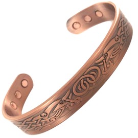Stargems MAGNETIC PURE COPPER BRACELET BANGLE MENS WOMENS 6 MAGNETS HIGH STRENGTH VIKING DESIGN BIO CELTIC LADIES + VELVET GIFT POUCH